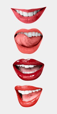 Flirty lips expression vector stickers for Valentine&rsquo;s day collection