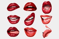 Woman&#39;s red lips expression vector flirty Valentine&rsquo;s day collection