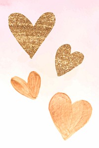 Gold heart sticker collection valentine&#39;s day edition