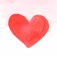 Watercolor pink heart sticker psd valentine&#39;s day