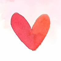 Pink watercolor heart icon vector valentine&#39;s day edition