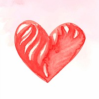Watercolor pink heart sticker psd valentine&#39;s day