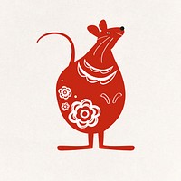 Rat red Chinese cute zodiac sign animal illustration