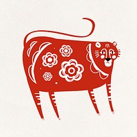 Chinese tiger psd cute zodiac sign animal illustration