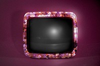 Retro TV black screen for Valentine&rsquo;s ads