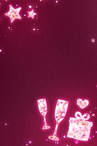 Valentine&rsquo;s celebration background with box and champagne glasses in sequin texture