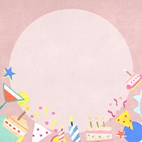 Pink birthday celebration round frame
