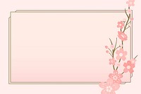Pastel pink cherry blossom vector rectangle frame