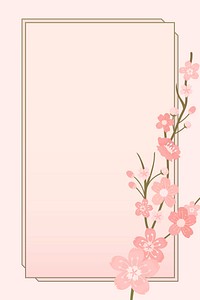 Pastel pink Japanese cherry blossom vector rectangle frame