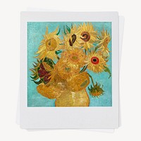 Vincent Van Gogh's Twelve Sunflowers instant photo, remixed by rawpixel