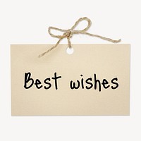 Best wishes word, brown paper with string ribbon clipart