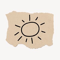 Sunshine doodle, cute illustration, torn paper, beige design