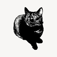 Cat clipart, drawing illustration vector. Free public domain CC0 image.