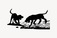 Dogs silhouette collage element, drawing illustration vector. Free public domain CC0 image.