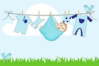 Cute baby laundry background vector. Free public domain CC0 image