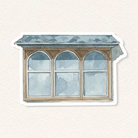 Vector watercolor vintage hand drawn clipart European window architecture