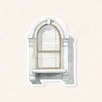 Vintage European window architecture watercolor hand drawn clipart