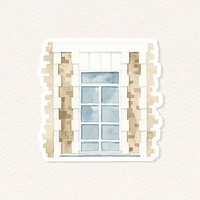 Vintage European window architecture watercolor hand drawn clipart