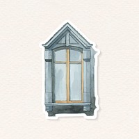 Vintage hand drawn watercolor clipart European window architecture