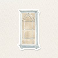 Hand drawn psd watercolor vintage European window architectural clipart