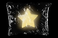 Glowing gold star in plastic bag, ranking icon creative concept art