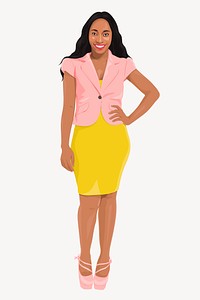 Businesswoman sticker, standing character illustration