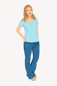Caucasian woman standing illustration vector