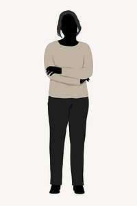 Woman silhouette, full body length illustration, isolated in white