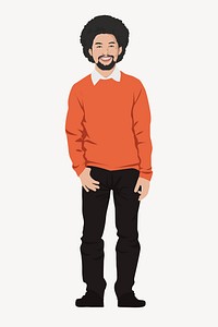 Man character sticker, full body length character illustration
