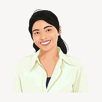 Asian woman sticker, portrait collage element vector