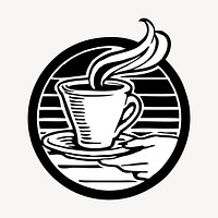 Coffee logo drawing, vintage illustration psd. Free public domain CC0 image.