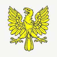 Yellow eagle clipart, illustration vector. Free public domain CC0 image.