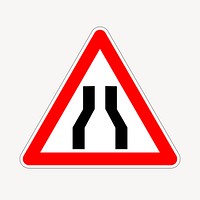 Narrow road sign clipart, illustration vector. Free public domain CC0 image.