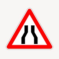 Narrow road sign clipart, illustration psd. Free public domain CC0 image.