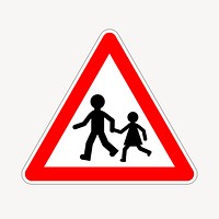 Pedestrian crossing sign clipart, illustration psd. Free public domain CC0 image.