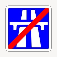 End of motorway sign clipart, illustration psd. Free public domain CC0 image.