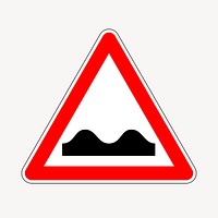 Bumpy road sign clipart, illustration vector. Free public domain CC0 image.