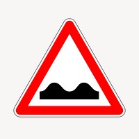 Bumpy road sign clipart, illustration psd. Free public domain CC0 image.