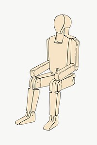 Wooden mannequin clipart, illustration vector. Free public domain CC0 image.