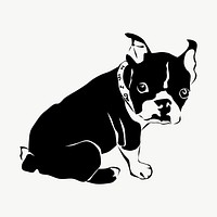 Pitbull puppy drawing, illustration vector. Free public domain CC0 image.