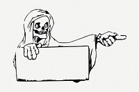 Grim Reaper frame drawing, illustration psd. Free public domain CC0 image.