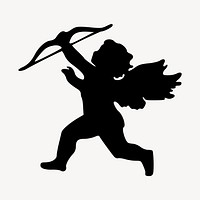 Cupid silhouette drawing, illustration psd. Free public domain CC0 image.