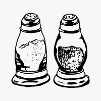 Salt shakers drawing, illustration vector. Free public domain CC0 image.