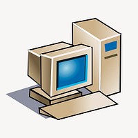 Retro computer clipart, illustration psd. Free public domain CC0 image.