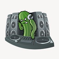 DJ cactus clipart, illustration psd. Free public domain CC0 image.