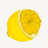 Lemon, fruit clipart, illustration psd. Free public domain CC0 image.