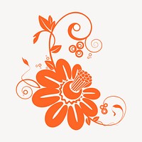 Flower ornament clipart, illustration psd. Free public domain CC0 image.