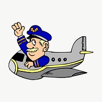 Pilot cartoon clipart, illustration vector. Free public domain CC0 image.