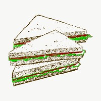 Sandwich, food clipart, illustration vector. Free public domain CC0 image.