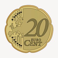 20 Euro cent coin clipart, illustration psd. Free public domain CC0 image.